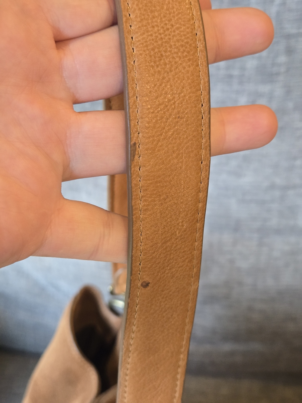 Vilenca Holland Chic Cognac Genuine Suede Shoulder Bag With Studded Sides - Picture 12 of 12